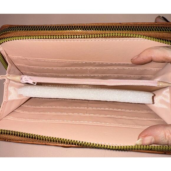 Women's New Faux Leather Wallet Double Zip Around Case Purse - Picture 4 of 4